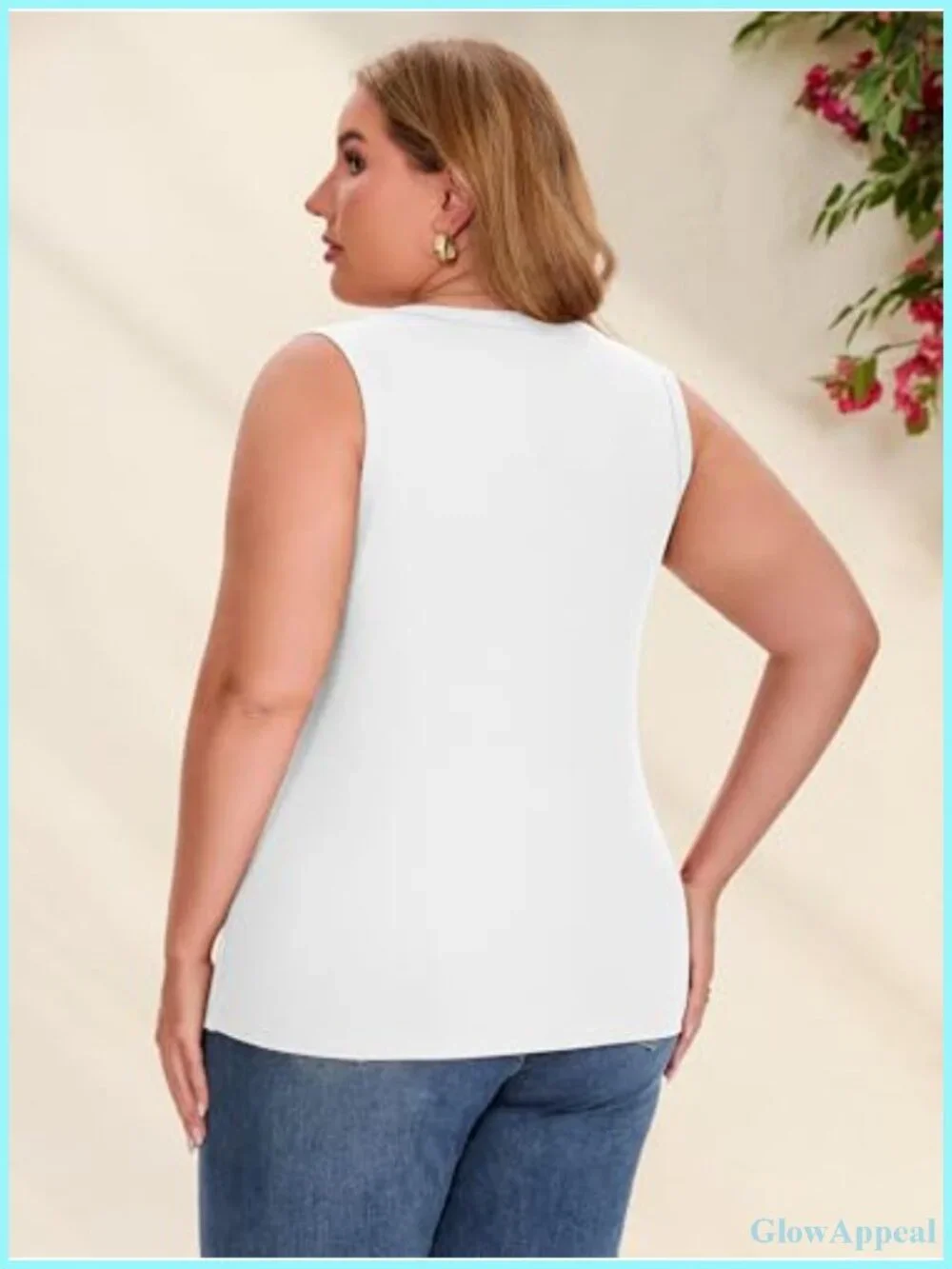Plus Size Ribbed Knit Tank Tops Sleeveless V Neck Slim Fit